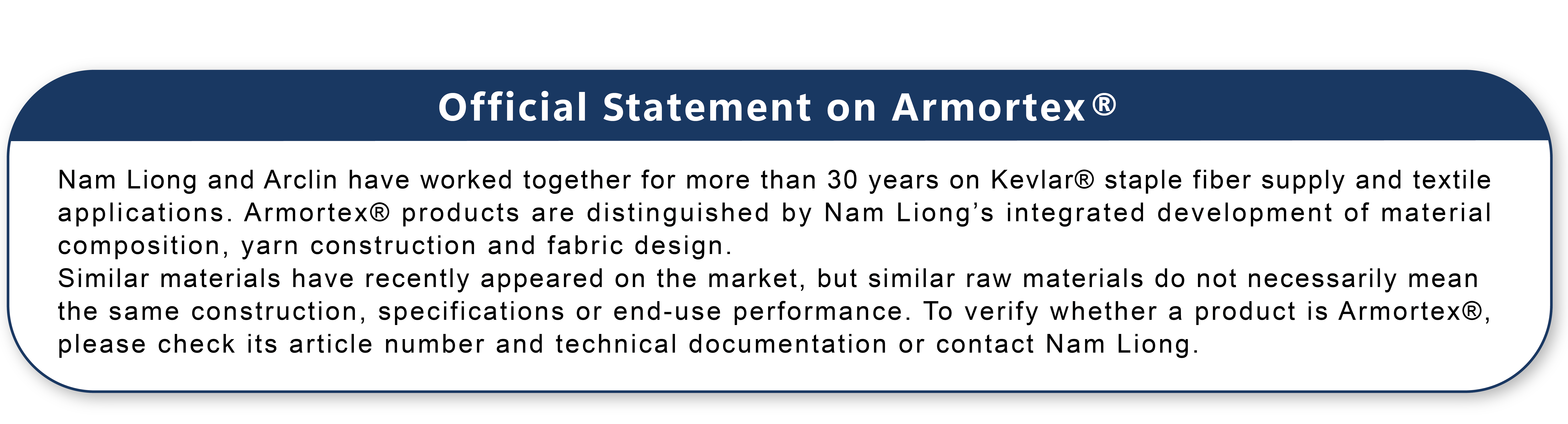 Official Statement on Armortext&reg 